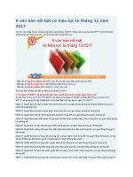 9 văn bản nổi bật có hiệu lực từ tháng 12 năm 2017