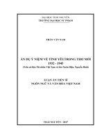 Ẩn dụ ý niệm về tình yêu trong Thơ mới 1932  1945 (Trên cứ liệu Thi nhân Việt Nam và thơ Xuân Diệu, Nguyễn Bính). (LA tiến sĩ)