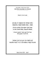 Ẩn dụ ý niệm về tình yêu trong Thơ mới 1932  1945 (Trên cứ liệu Thi nhân Việt Nam và thơ Xuân Diệu, Nguyễn Bính). (tt)