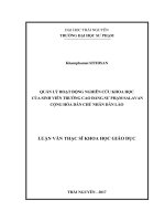 Quản lý hoạt động nghiên cứu khoa học của sinh viên trường Cao đẳng Sư phạm Salavan Cộng hòa Dân chủ Nhân dân Lào