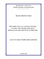Phát triển năng lực vận dụng toán học vào thực tiễn cho học sinh lớp 4,5 thông qua dạy học một số yếu tố hình học 