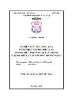 Nghiên cứu tác dụng của dung dịch natriclorua 3% trong điều trị tăng áp lực nội sọ ở bệnh nhân chấn thương sọ não nặng (tt) 