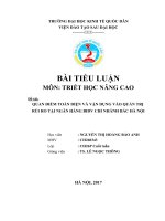 Tiểu luận môn triết học nâng cao quan điểm toàn diện và vận dụng vào quản trị rủi ro tại ngân hàng BIDV chi nhánh bắc hà nội 