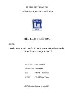 Tiểu luận triết học triết học và vai trò của triết học đối với sự phát triển của khoa học kinh tế 