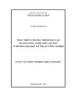 Phát triển chương trình đào tạo ngành công nghệ chế tạo máy ở trường Đại học Kỹ thuật Công nghiệp