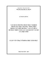 Vận dụng phương pháp thực nghiệm trong dạy học chương dòng điện trong các môi trường vật lý lớp 11 để phát triển năng lực giải quyết vấn để của học sinh