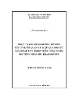 Thực trạng bệnh đường hô hấp, yếu tố liên quan và hiệu quả một số giải pháp can thiệp trên công nhân mỏ than Phấn Mễ, Thái Nguyên