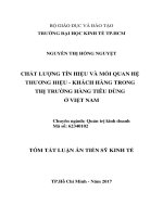 Chất lượng tín hiệu và mối quan hệ thương hiệu   khách hàng trong thị trường hàng tiêu dùng ở việt nam (tt) 