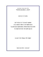 Kỹ năng tư vấn sức khỏe của nhân viên y tế thôn bản tại huyện định hóa tỉnh thái nguyên và một số yếu tố liên quan 