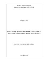 Nghiên cứu tác động của biến đổi khí hậu đến sản xuất nông nghiệp trên địa bàn huyện mai sơn, tỉnh sơn la 