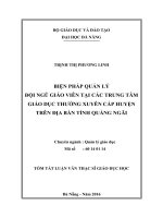 Biện pháp quản lý đội ngũ giáo viên tại các trung tâm giáo dục thường xuyên cấp huyện trên địa bàn tỉnh quảng ngãi (tt) 