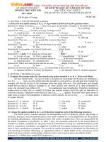 Bộ đề thi học học kì 1 lớp 12 môn tiếng Anh trường THPT Liễn Sơn, Vĩnh Phúc năm học 2017  2018 có đáp án 