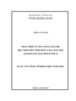 Phát triển tư duy sáng tạo cho học sinh THPT tỉnh sơn la qua dạy học giải bài tập giải tích ở lớp 12
