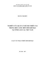 Nghiên cứu quản lý rủi ro thiên tai trong bối cảnh biến đổi khí hậu tại tỉnh lào cai, việt nam 