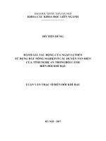 Đánh giá tác động của ngập lụt đến sử dụng đất nông nghiệp ở các huyện ven biển của tỉnh nghệ an trong bối cảnh biến đổi khí hậu 