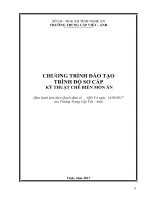 Chương trình dạy nghề chế biến món ăn