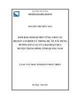 Đảm bảo sinh kế bền vững cho các hộ dân tái định cư trong dự án xây dựng đường dẫn cầu Cửa Đại đoạn qua Huyện Thăng Bình, Tỉnh Quảng Nam