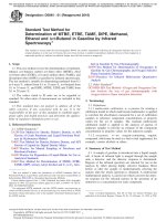 Standard Test Method for Determination of MTBE, ETBE, TAME, DIPE, Methanol, Ethanol and tert-Butanol in Gasoline by Infrared Spectroscopy