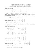 HỆ THỐNG CÂU HỎI BÀI TẬP VÀ LỜI GIẢI BÀI 2: MA TRẬN VÀ HỆ PHƯƠNG TRÌNH TUYẾN TÍNH