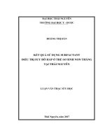 Kết quả sử dụng surfactant điều trị suy hô hấp ở trẻ sơ sinh non tháng tại thái nguyên 