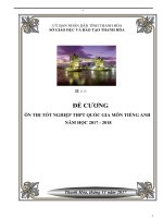 ĐỀ CƯƠNG ôn THI tốt NGHIỆP THPT QUỐC GIA môn TIẾNG ANH năm học 2017   2018 