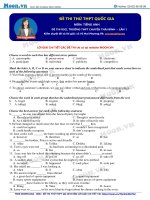 Đề KSCL THPT chuyên thái bình 