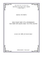 BÀI TOÁN HIT CỦA PETERSON TẠI MỘT SỐ DẠNG BẬC VÀ ỨNG DỤNG