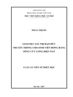 Giáo dục giá trị đạo đức truyền thống cho sinh viên đồng bằng sông Cửu Long hiện nay (LA tiến sĩ)