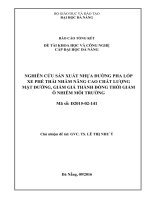 Nghiên cứu sản xuất nhựa đường pha lốp xe phế thải nhằm nâng cao chất lượng mặt đường, giảm giá thành đồng thời giảm ô nhiễm môi trường (tt) 