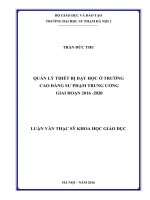 Quản lý thiết bị dạy học ở trường Cao đẳng Sư phạm Trung ương giai đoạn 2016 - 2020