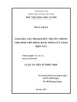 Giáo dục giá trị đạo đức truyền thống cho sinh viên đồng bằng sông Cửu Long hiện nay (tt)