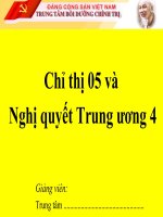 Chỉ thị 05 và Nghị quyết TW 4 khóa 12