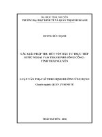 Các giải pháp thu hút vốn đầu tư trực tiếp nước ngoài vào thành phố sông công   tỉnh thái nguyên 