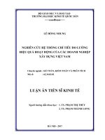 Nghiên cứu hệ thống chỉ tiêu đo lường hiệu quả hoạt động của các doanh nghiệp xây dựng Việt Nam