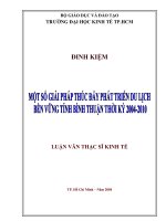 Một số giải pháp thúc đẩy phát triển du lịch bền vững tỉnh Bình Thuận thời kỳ 2004-2010