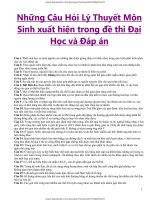 NHỮNG CÂU HỎI LÝ THUYẾT MÔN SINH HỌC