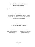 ĐIỀU CHỈNH QUY HOẠCH TỔNG THỂ PHÁT TRIỂN KINH TẾ - XÃ HỘI TỈNH VĨNH LONG ĐẾN NĂM 2020 VÀ TẦM NHÌN ĐẾN NĂM 2030