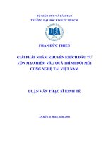 Giải pháp nhằm khuyến khích đầu tư vốn mạo hiểm vào quá trình đổi mới công nghệ tại việt nam