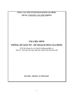 TÀI LIỆU môn THỐNG kê dân số   kế HOẠCH hóa GIA ĐÌNH  (tài liệu dùng cho các lớp bồi dưỡng nghiệp vụ dân số kế hoạch hóa gia đình đạt chuẩn viên chức dân số) 