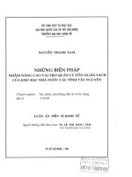 Những biện pháp nhằm nâng cao vai trò quản lý vốn ngân sách của kho bạc nhà nước các tỉnh tây nguyên   luận án tiến sĩ 