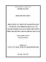 Phân tích các nhân tố ảnh hưởng đến cân bằng tài chính dài hạn của các doanh nghiệp sản xuất hàng tiêu dùng trên thị trường chứng khoán việt nam (tt) 