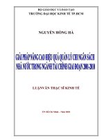 Giải pháp nâng cao hiệu quả quản lý chi ngân sách nhà nước trong ngành tài chính giai đoạn 2001 2010