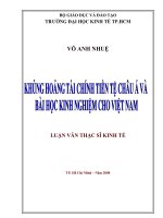 Khủng hoảng tài chính tiền tệ châu á và bài học kinh nghiệm cho việt nam 