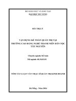 Vận dụng kế toán quản trị tại trường cao đẳng nghề thanh niên dân tộc tây nguyên (TT) 