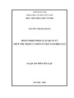 Hoàn thiện pháp luật về quản lý thuế thu nhập cá nhân ở Việt Nam hiện nay (LA tiến sĩ)