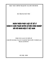 Hoàn thiện pháp luật về xử lý hành vi xâm phạm quyền sở hữu công nghiệp đối với nhãn hiệu ở Việt Nam