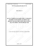 Quản lý không gian kiến trúc cảnh quan hai bên tuyến đường lê trọng tấn (đoạn từ quang trung đến mậu lương) quận hà đông, thành phố hà nội (TT) 