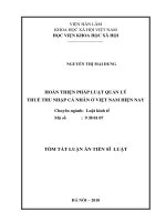 Hoàn thiện pháp luật về quản lý thuế thu nhập cá nhân ở Việt Nam hiện nay (tt)