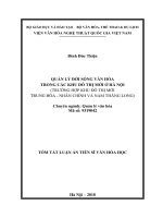 Quản lý đời sống văn hóa trong các khu đô thị mới ở Hà Nội (Trường hợp khu đô thị mới Trung Hòa Nhân Chính và Nam Thăng Long)
