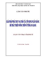 Giải pháp phát huy vai trò của tín dụng ngân hàng để phát triển nông thôn ở tỉnh an giang 